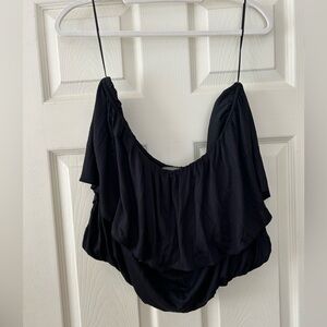 NWOT Anthropologie black strapless ruffle top 2X
